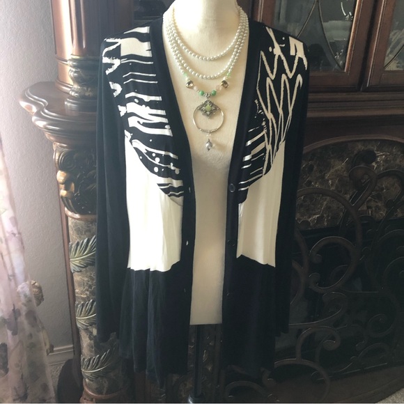 Cable & Gauge black and white lightweight button front jacket NWT L - Picture 7 of 9